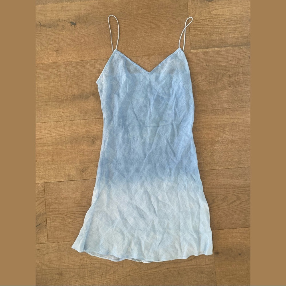 amanda bond blue ombre hand dyed slip mini dress